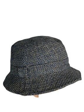 VINTAGE FailsWorth Wool Tweed Bucket Hat Blue Tan Mix Quilted Lining Small